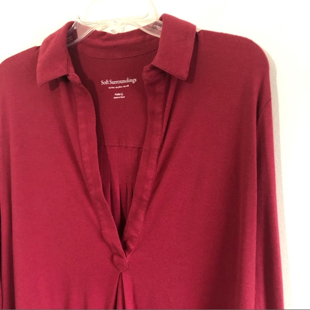 Soft Surrounding Split Neck Roll Tab Tunic Top - image 3